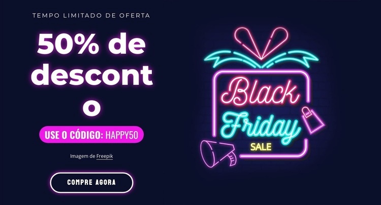 Super venda com 50% de desconto Design do site