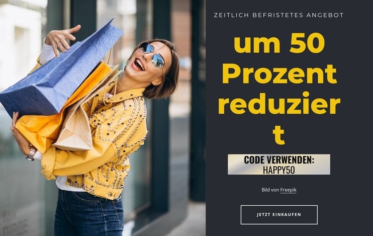 Zeitlich begrenztes Angebot mit Code Eine Seitenvorlage