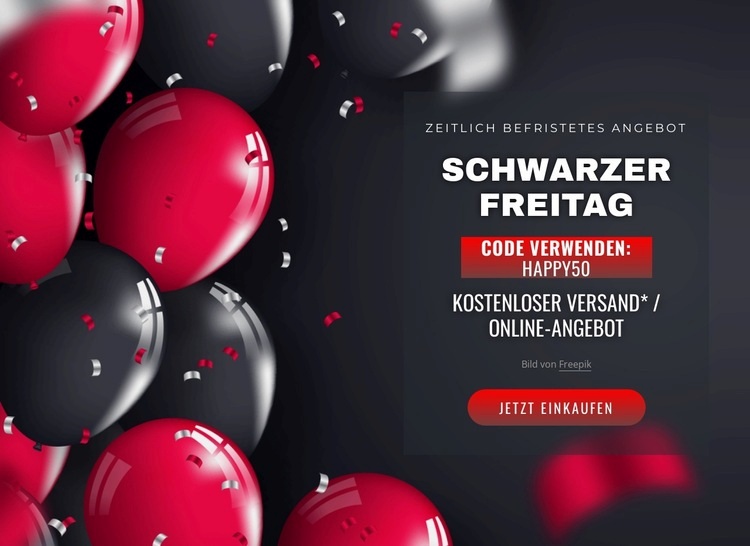 Schwarzer Freitag im realistischen Stil HTML5-Vorlage