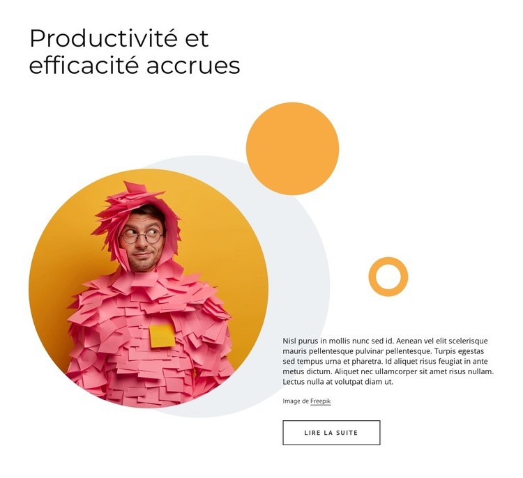 Productivité vs efficacité Maquette de site Web