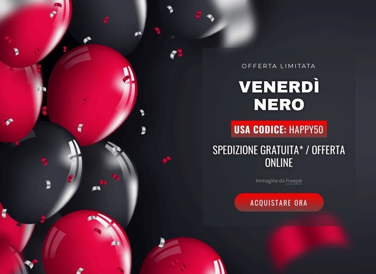 Venerdì nero in stile realistico Costruttore di siti web HTML