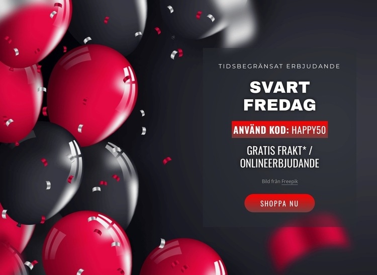 Black Friday i realistisk stil CSS -mall