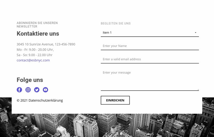 Kontakte unserer Firma Landing Page