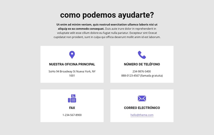 Como podemos ayudarte Plantilla CSS