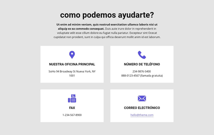 Como podemos ayudarte Plantilla HTML