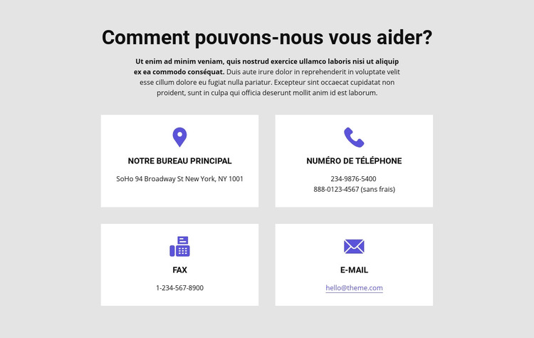 Comment pouvons-nous vous aider Modèle HTML