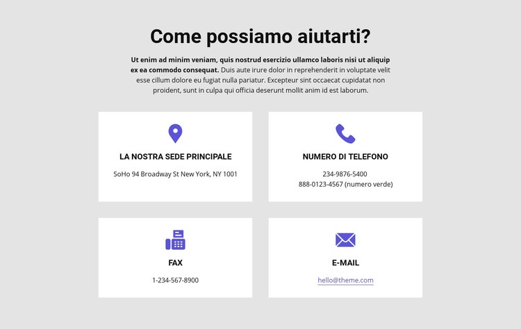 Come possiamo aiutarti Costruttore di siti web HTML