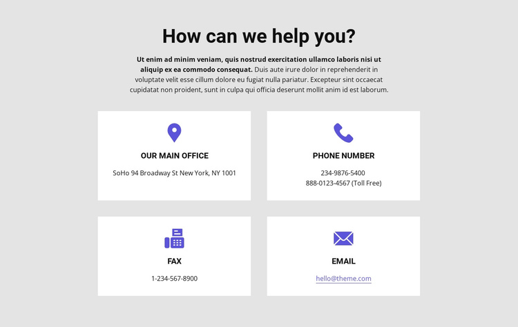 How can we help you One Page Template