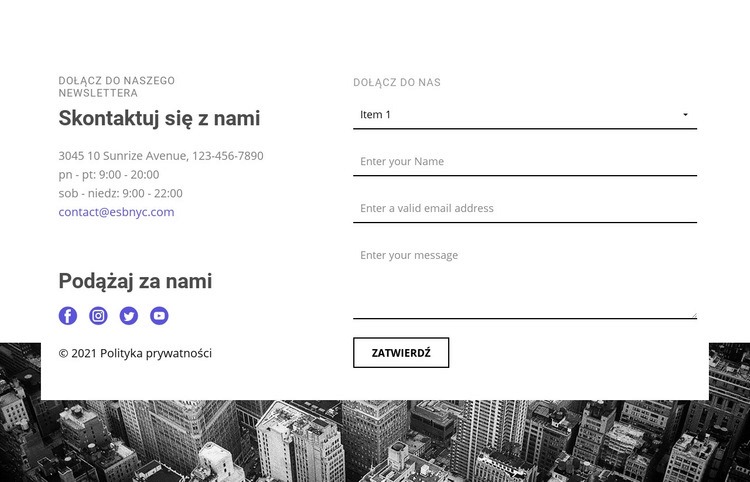 Kontakty naszej firmy Szablony do tworzenia witryn internetowych
