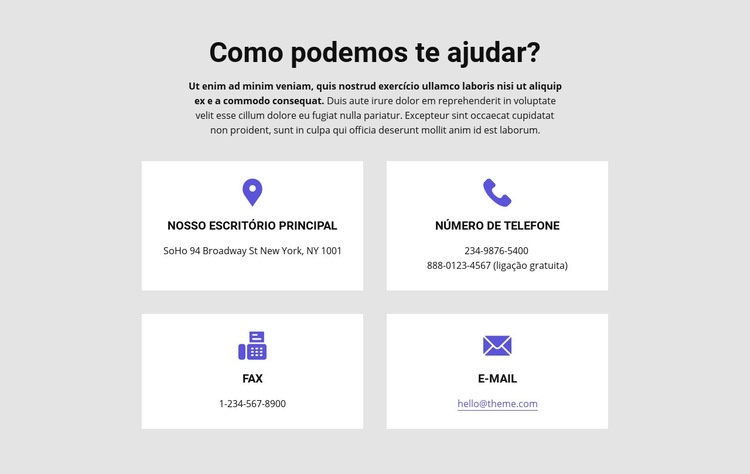 Como podemos te ajudar Design do site