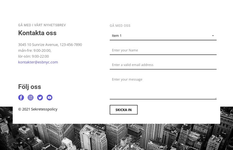 Kontakter till vårt företag CSS -mall