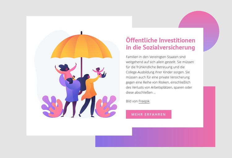 Öffentliche Investitionen in die Sozialversicherung Website Builder-Vorlagen