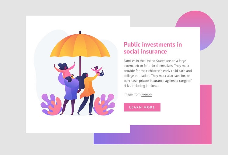 Public investments in social insurance Elementor Template Alternative