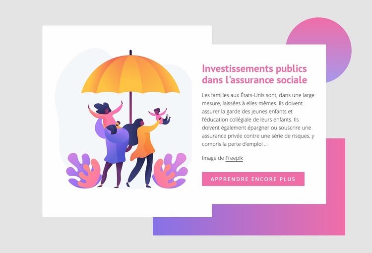 Investissements publics dans l'assurance sociale Modèles de constructeur de sites Web