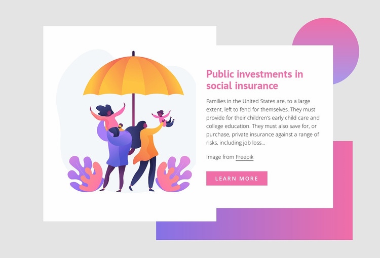 Public investments in social insurance Homepage Design