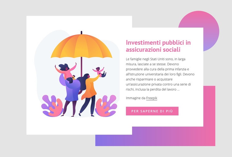Investimenti pubblici in assicurazioni sociali Progettazione di siti web