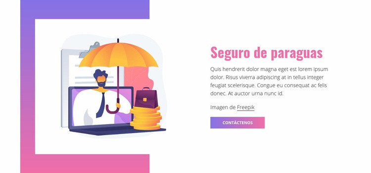 Seguro de paraguas Maqueta de sitio web