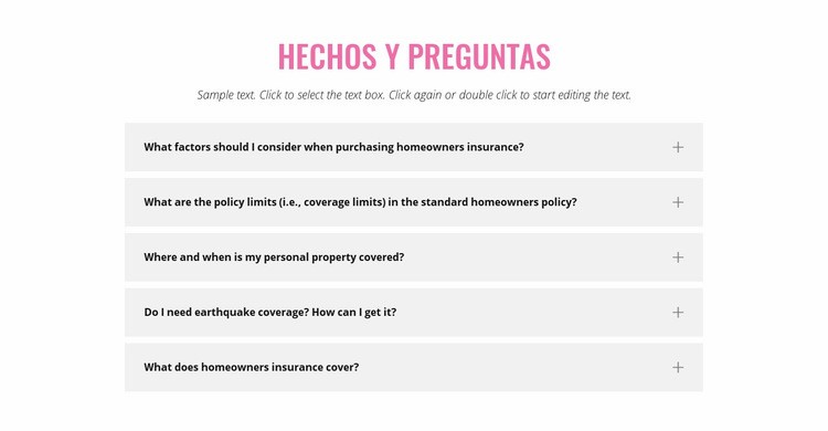 Preguntas comunes sobre seguros Maqueta de sitio web