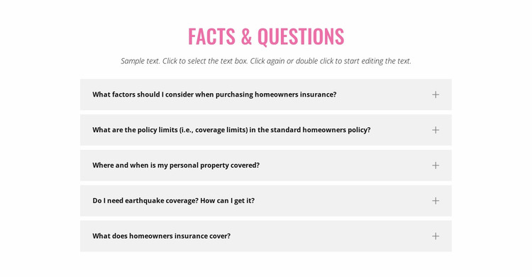 Common insurance questions Html Website Builder