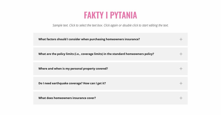 Typowe pytania dotyczące ubezpieczenia Szablon HTML5