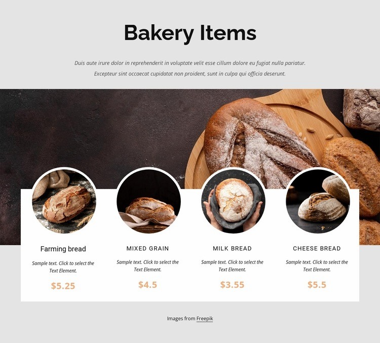 Naše každodenní pekárna chleba Html Website Builder