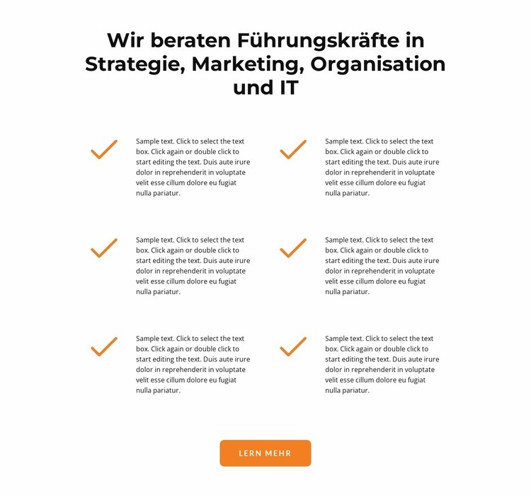 Überprüfen Sie Symbole und Texte HTML Website Builder