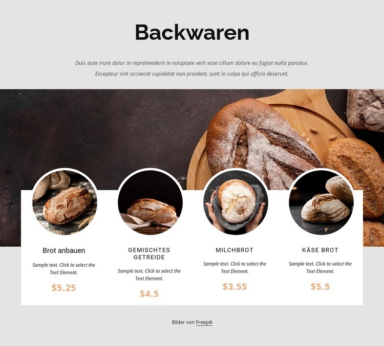 Unsere tägliche Brotbäckerei HTML Website Builder