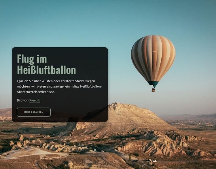 Flug im Heißluftballon HTML5-Vorlage