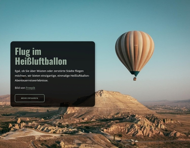 Flug im Heißluftballon Website Builder-Vorlagen