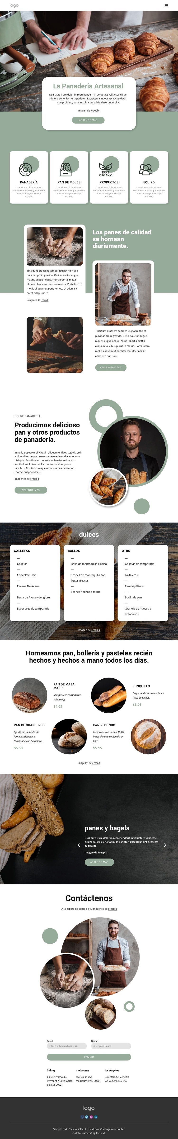 La panadería artesanal Plantillas de creación de sitios web