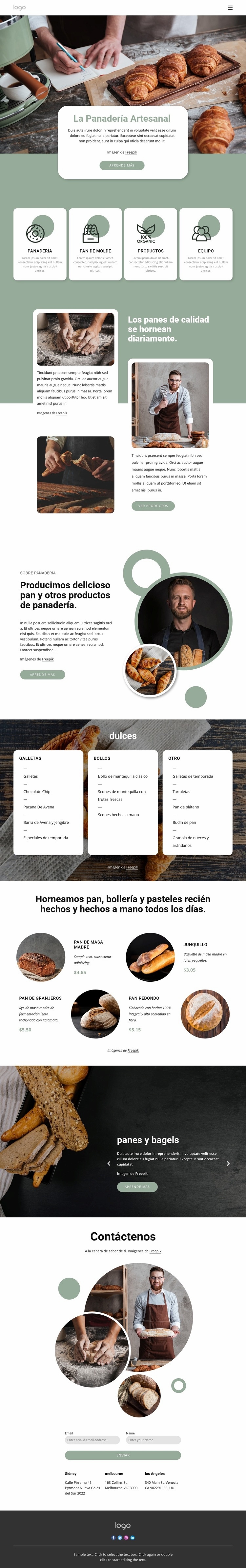 La panadería artesanal Diseño de páginas web