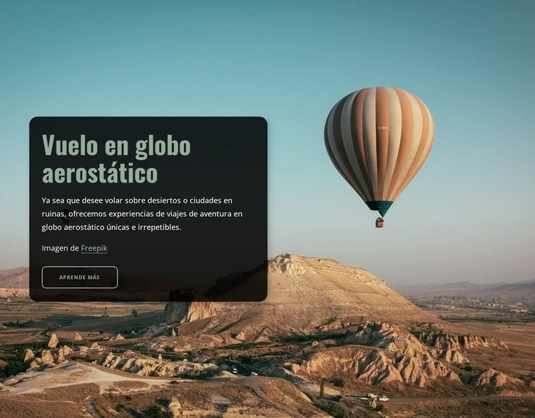 Vuelo en globo aerostático Maqueta de sitio web