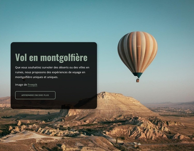 Vol en montgolfière Maquette de site Web