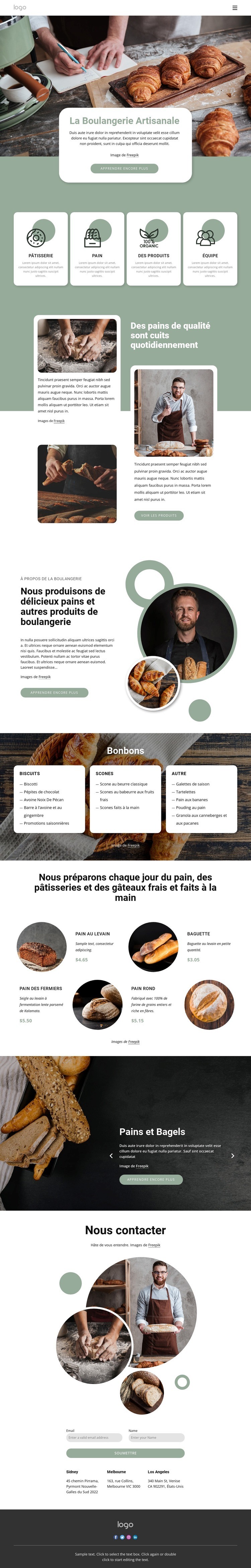 La boulangerie artisanale Maquette de site Web