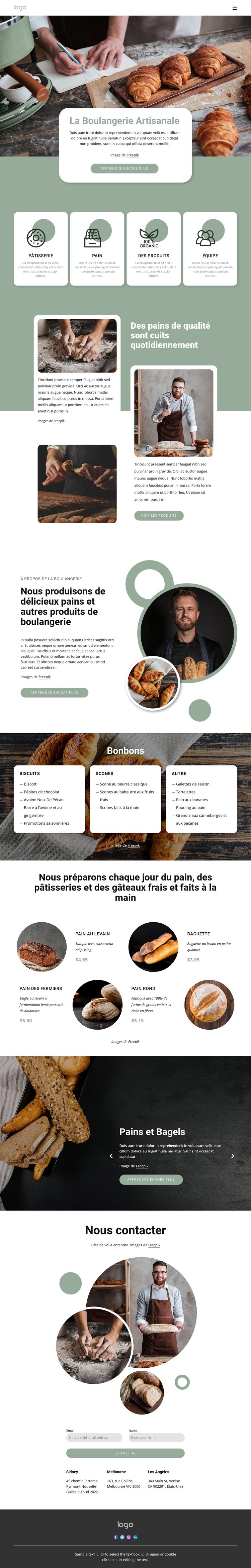 La boulangerie artisanale Page de destination