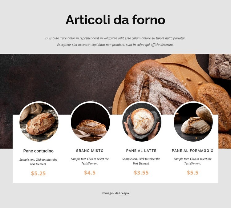 Il nostro panificio quotidiano Mockup del sito web