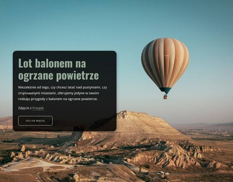 Lot balonem na ogrzane powietrze Projekt strony internetowej