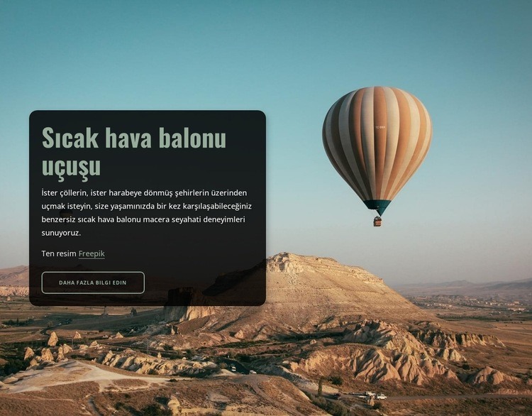 Sıcak hava balonu uçuşu Html Web Sitesi Oluşturucu
