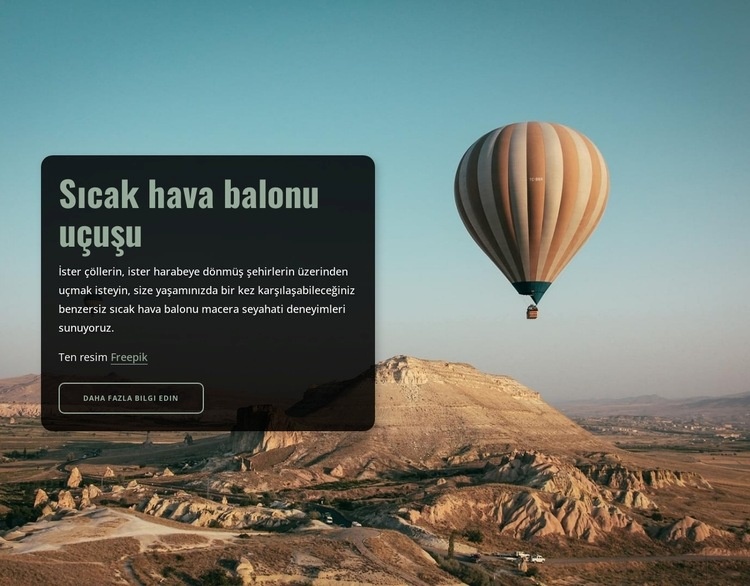 Sıcak hava balonu uçuşu Bir Sayfa Şablonu