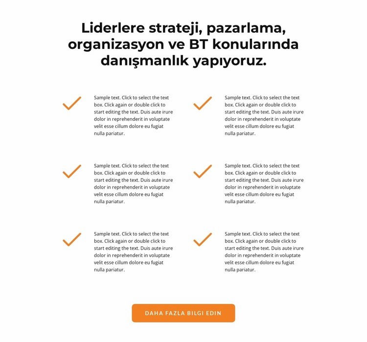 Simgeleri ve metinleri kontrol edin Web Sitesi Mockup'ı