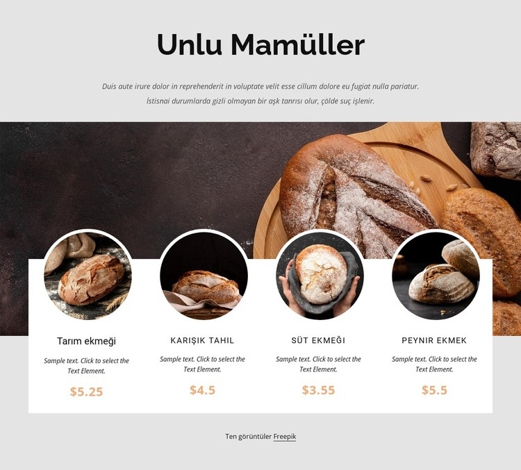 Günlük ekmek fırınımız Web Sitesi Mockup'ı