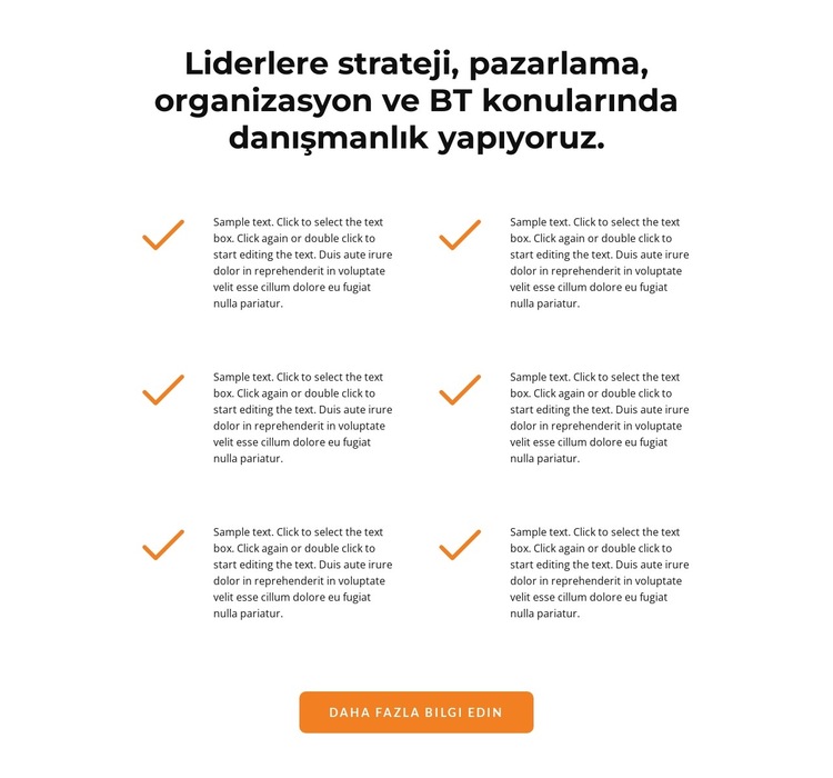 Simgeleri ve metinleri kontrol edin Web Sitesi Şablonu