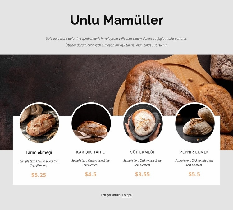 Günlük ekmek fırınımız Web sitesi tasarımı