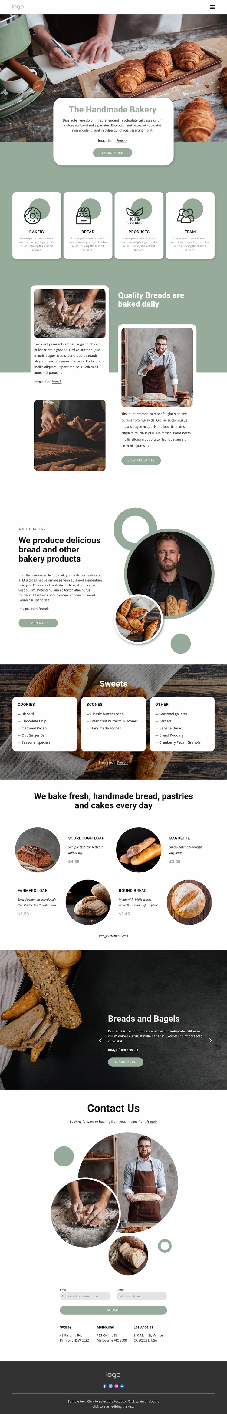 The handmade bakery Landing Page