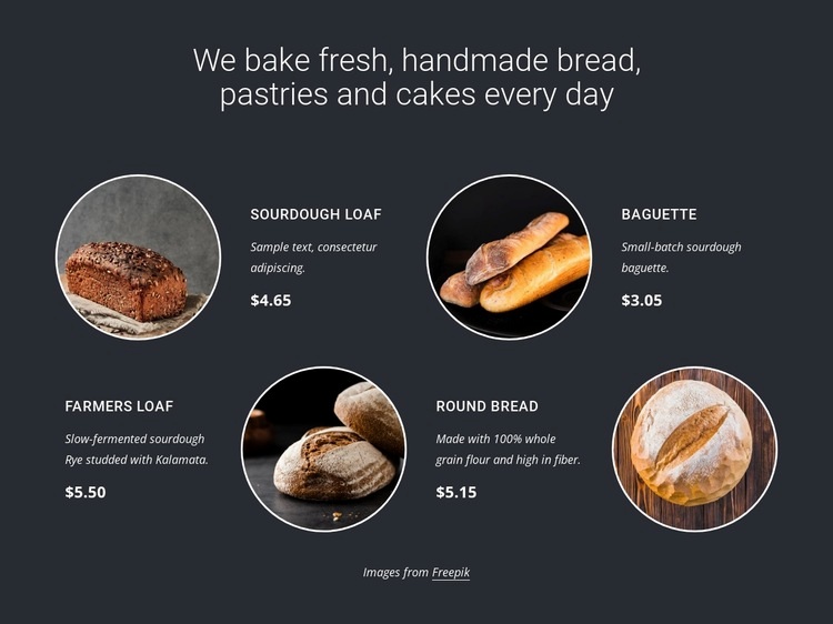 We bake fresh bread Html Code Example