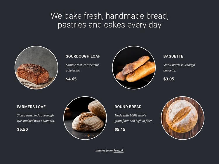 We bake fresh bread HTML Template