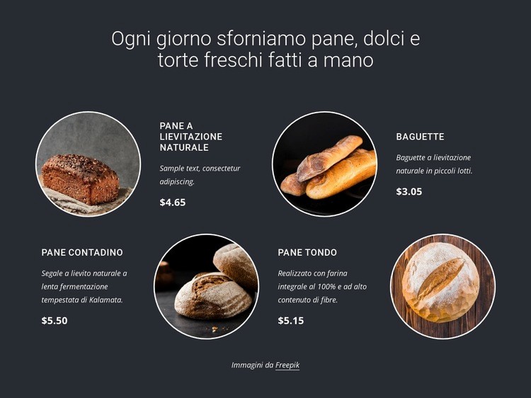 Sforniamo il pane fresco Mockup del sito web