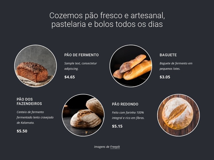 Assamos pão fresco Modelo HTML5