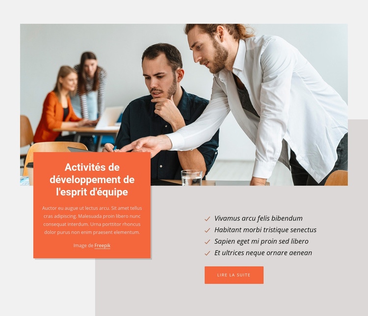 Activités de développement de l'esprit d'équipe Modèle HTML5