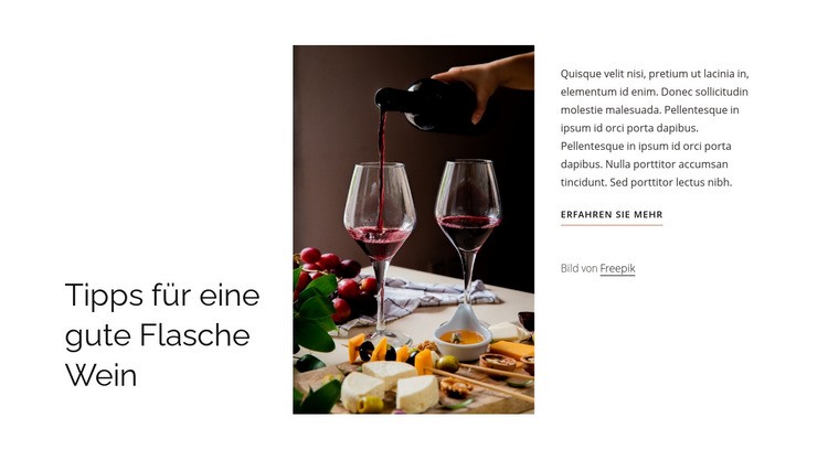 Gute Flasche Wein Website-Modell
